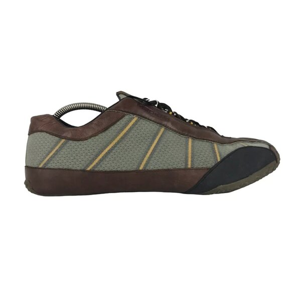 Medium Other - Medium Mens Brown Gray Yellow Leather Round Toe Sneaker‎ Shoes Size US 12